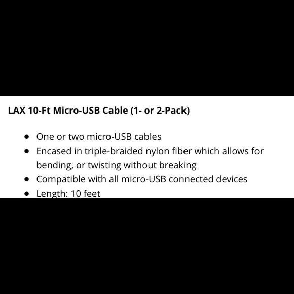 BNIB! 10ft Micro- USB Cable Charging Cord - Picture 4 of 5